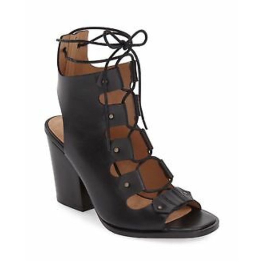 Shelly’s London Lace up Block Heel Sandals
